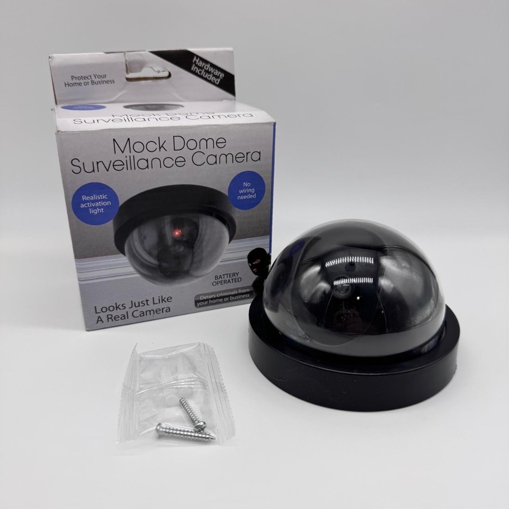 Mock Dome Surveillance Camera Dummy Security Camera LED Light Battery Operate